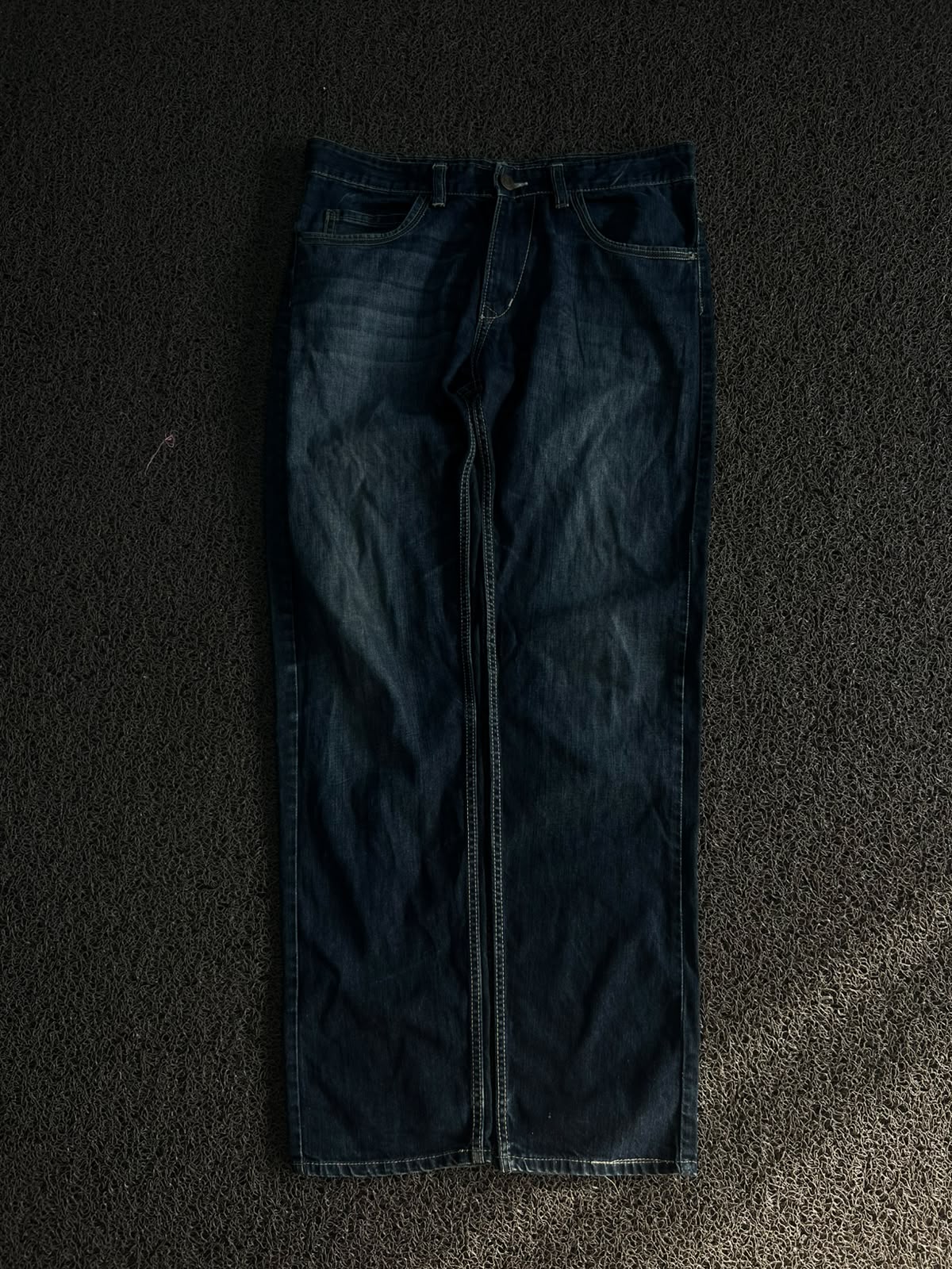 Vintage Dark Wash Straight Fit Denim Jeans