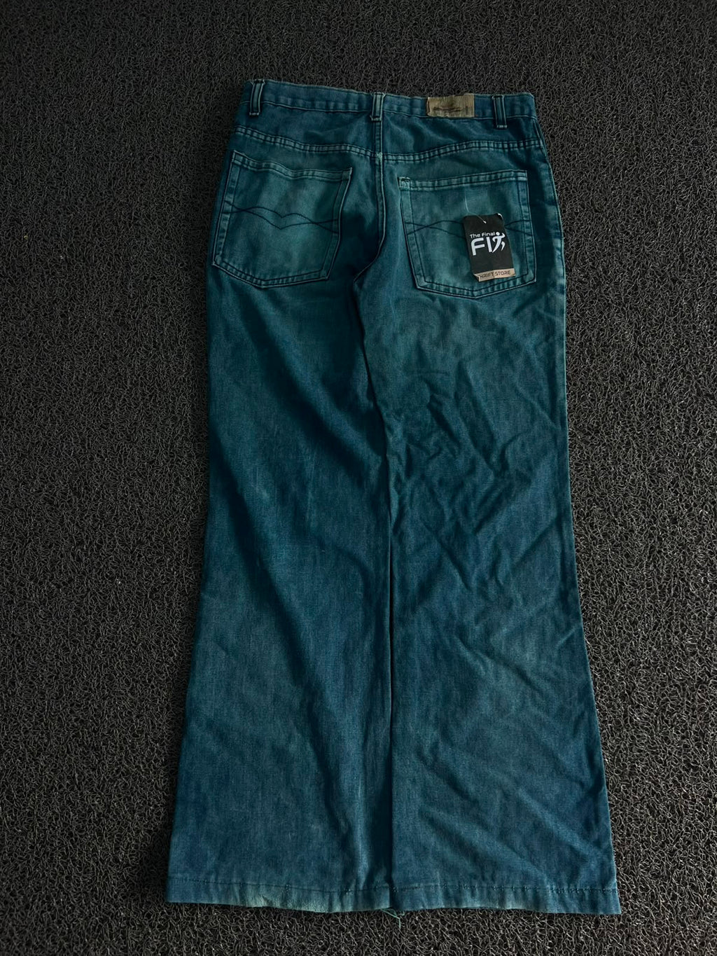 Vintage Teal Wide Leg Denim Jeans