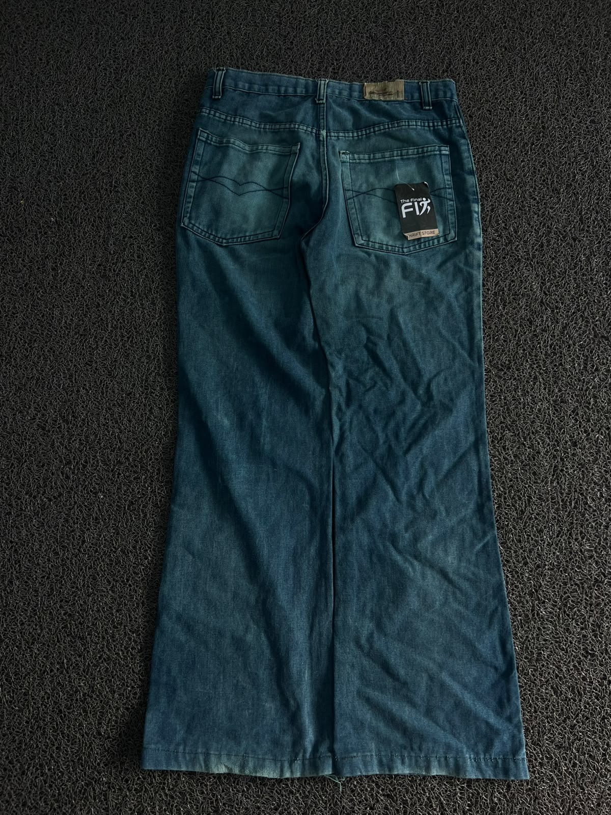 Vintage Teal Wide Leg Denim Jeans