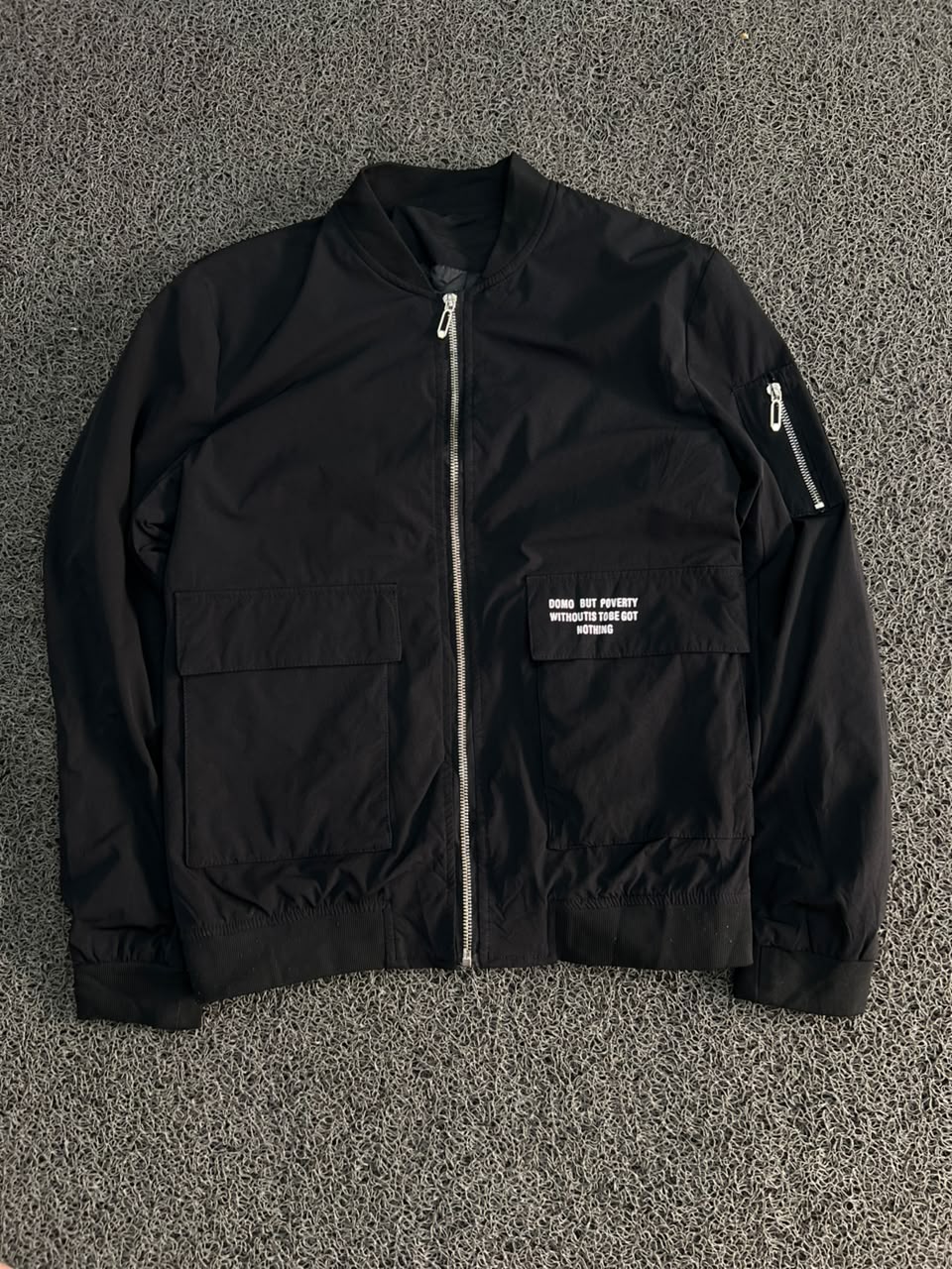 Black Utility Bomber Jacket – Minimal Streetwear Zip-Up Jacket
