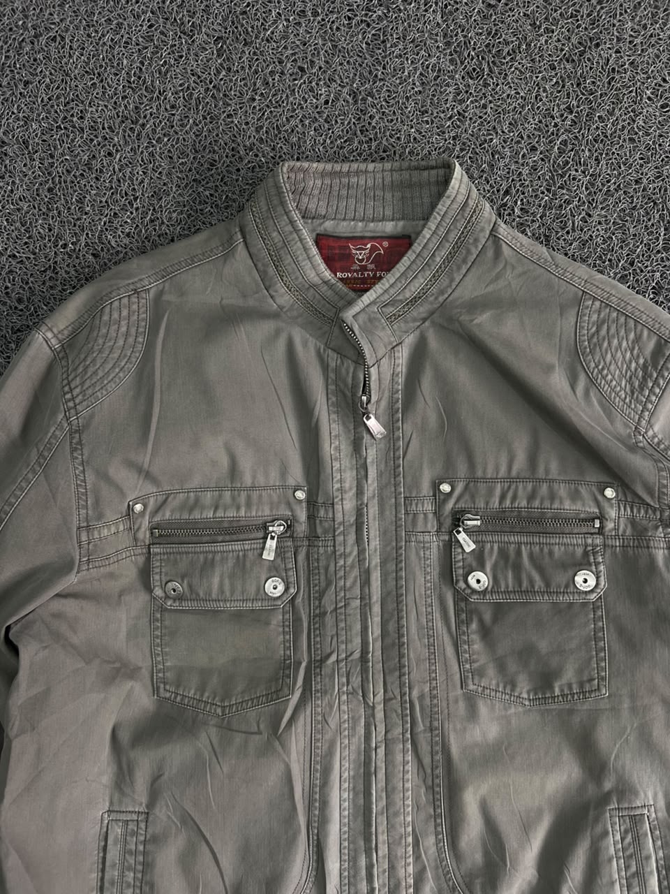 Stand Collar Utility Jacket – Multi Pocket Full Zip Casual Outerwear
