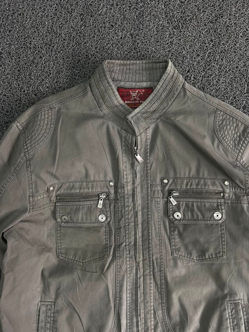 Stand Collar Utility Jacket – Multi Pocket Full Zip Casual Outerwear