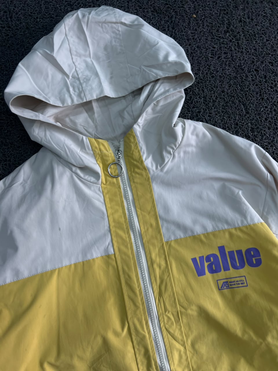 Value Yellow & White Hooded Windbreaker Jacket 💛🤍
