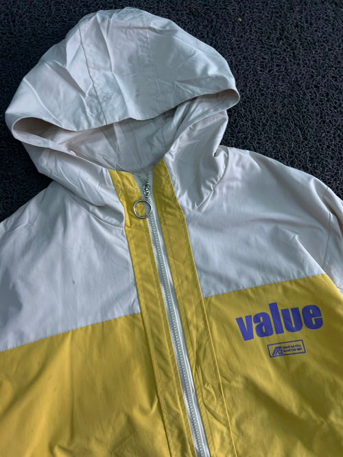 Value Yellow & White Hooded Windbreaker Jacket 💛🤍