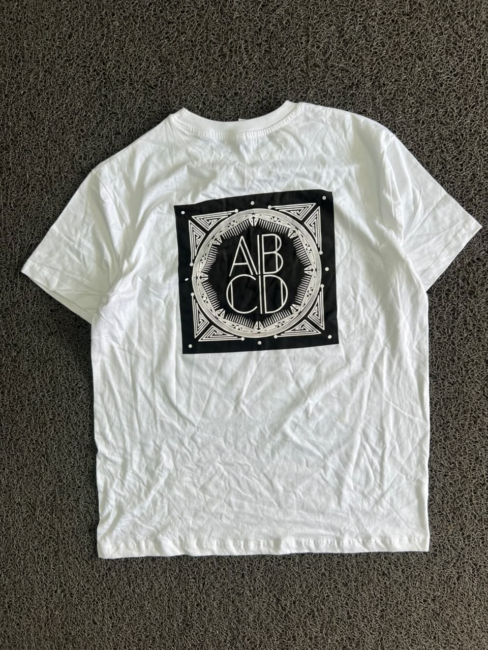 White Graphic Print Crew Neck T-Shirt – A B C D Design