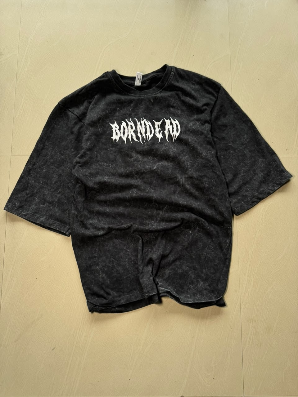 Born Dead Acid Wash Oversized Graphic T-Shirt – Black