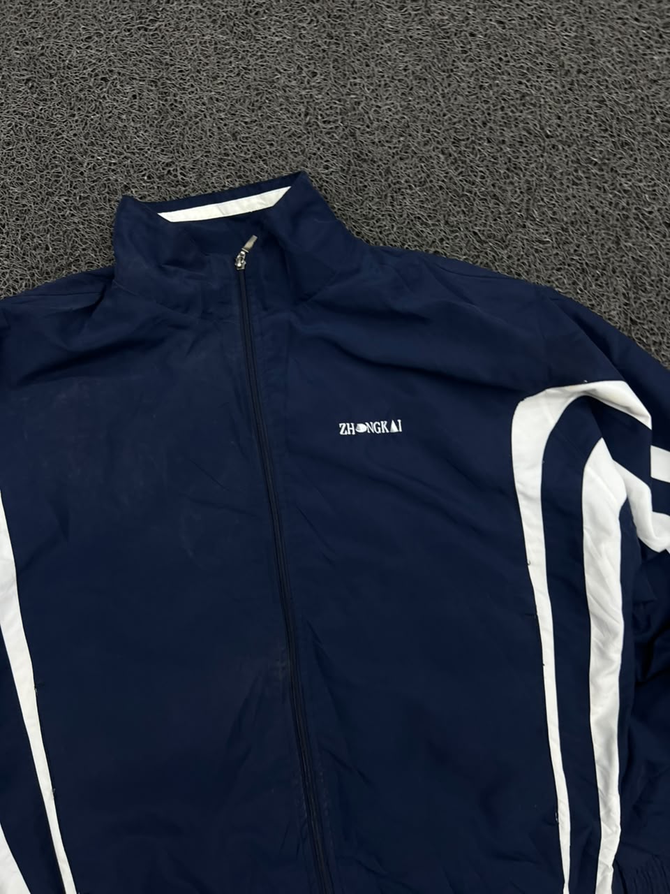 ZHONGKAI Navy Blue Track Jacket with White Panel Design