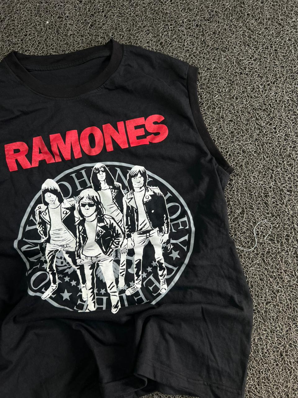 Ramones Classic Band Print Sleeveless Black Tank Top