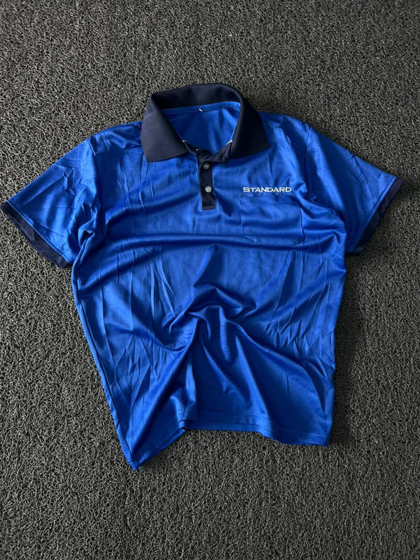Men's Blue Polo T-Shirt with Black Collar & Chest Pocket