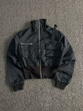 Vintage Style Black Utility Bomber Jacket