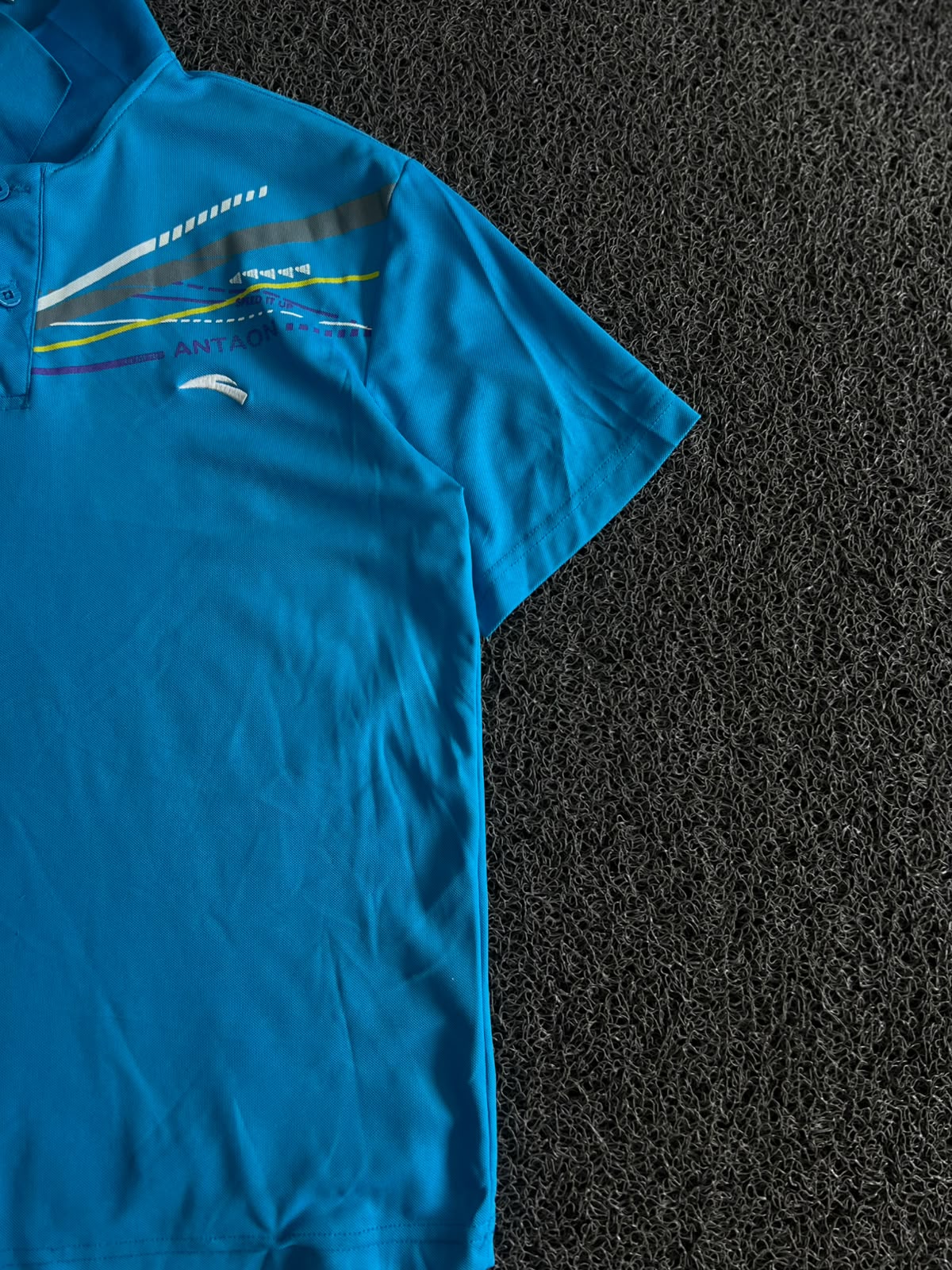 Vintage Antaon Blue Graphic Polo T-Shirt