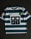 Cristiano Ronaldo #7 Sporting CP 2002-03 Home Jersey – Green & White Striped Reebok Football Five Sleeve Jersey