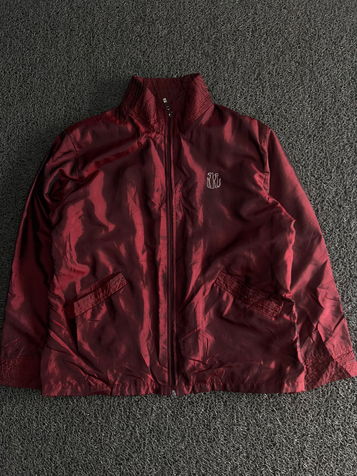 Vintage Full-Zip Windbreaker Jacket with Embroidered Logo