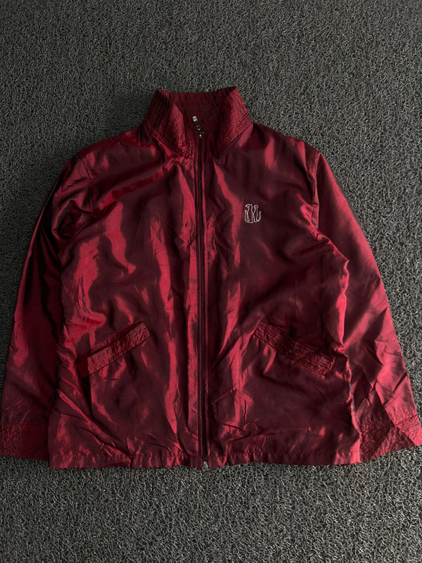 Vintage Full-Zip Windbreaker Jacket with Embroidered Logo