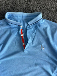 Vintage Light Blue Contrast Collar Polo T-Shirt ⚠️ Small Scratch