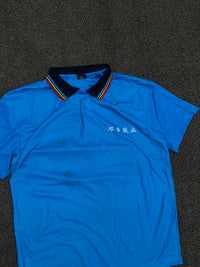 Men’s Blue Sports Polo T-Shirt with Striped Collar ⚠️ Small Stains
