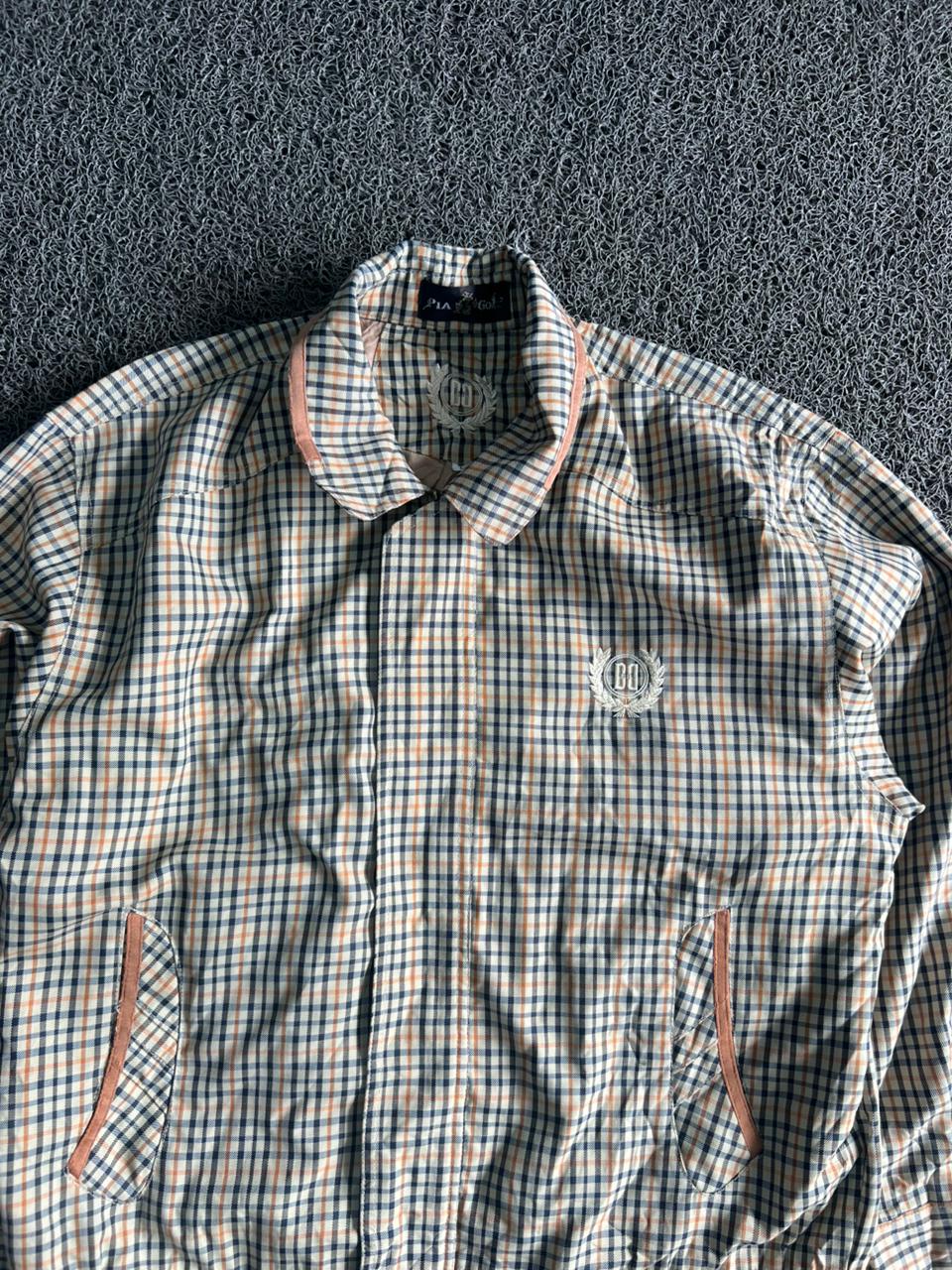 Classic Beige Checkered Bomber Jacket