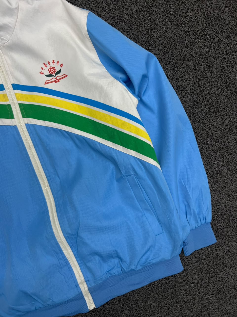 Vintage Blue & White Retro Track Jacket