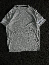 Denim & Flower Striped Sleeve Crew Neck T-Shirt – Casual Cotton Tee