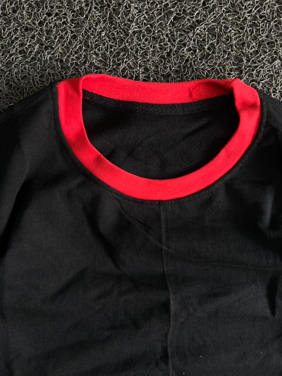Black & Red Contrast Trim Crew Neck T-Shirt