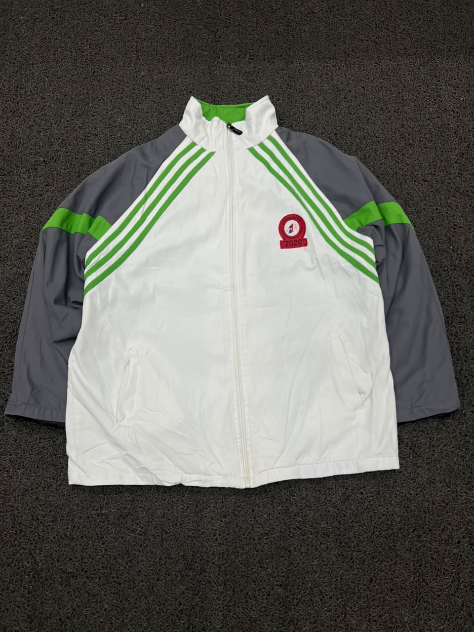 Track Jacket with Green Stripe | Full Zip Sports Windbreaker