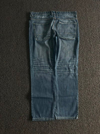 Vintage Washed Blue Straight Fit Denim Jeans