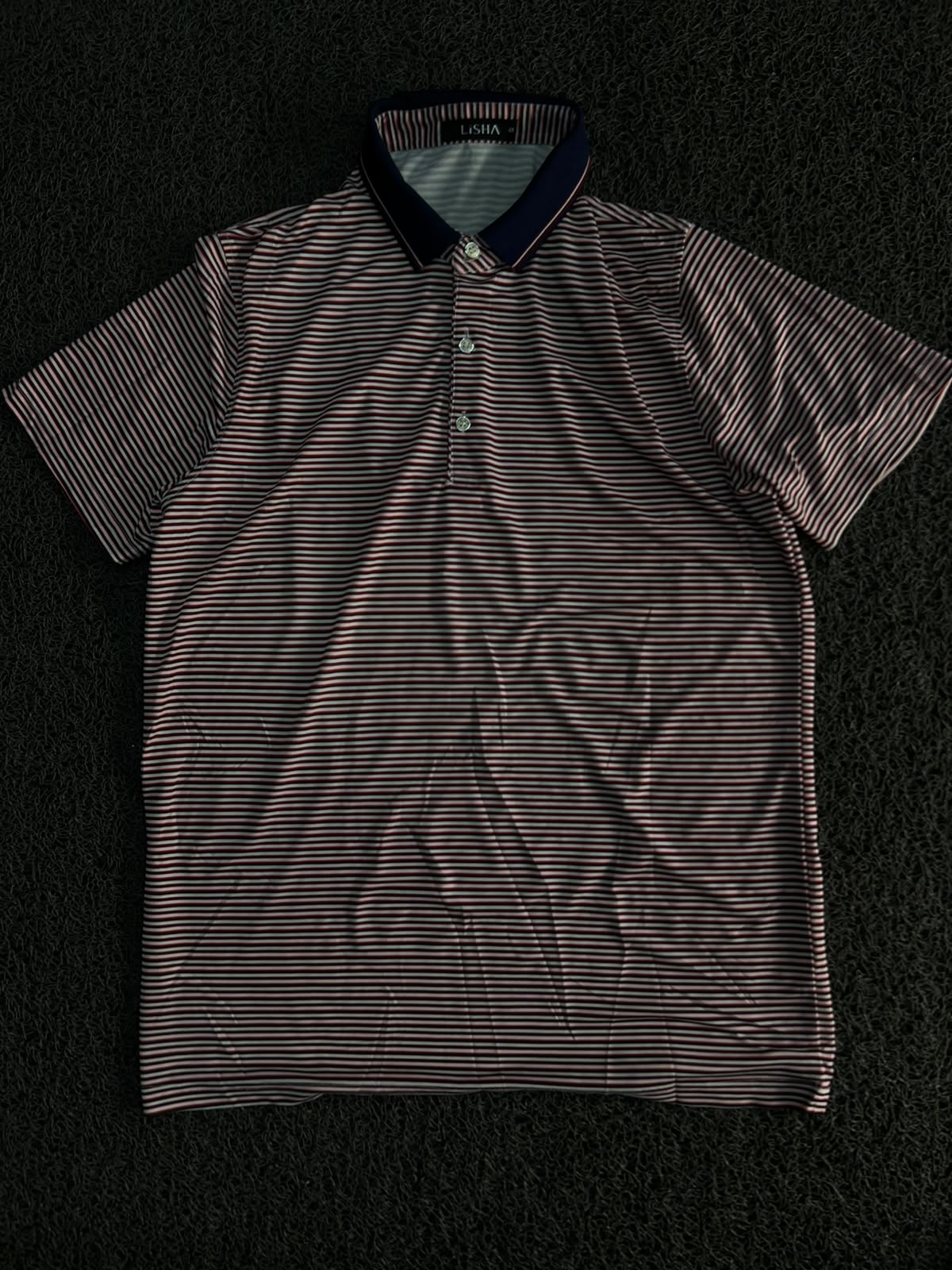 Men’s Lisha Striped Polo T-Shirt with Contrast Collar