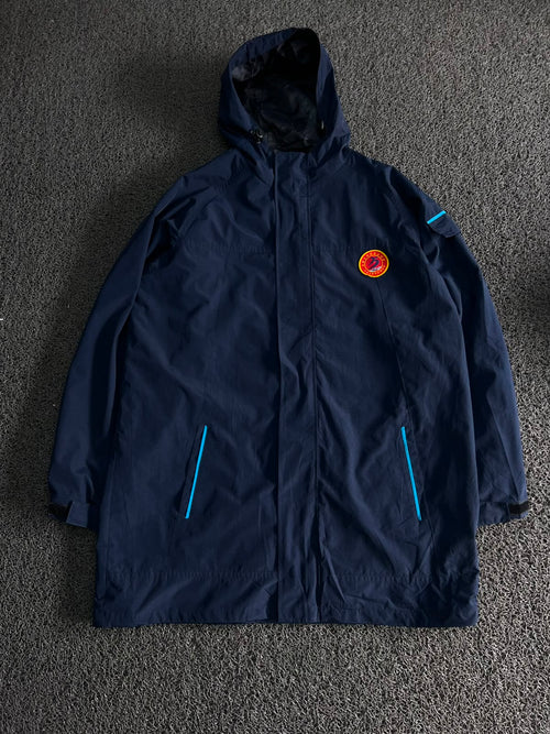 Vintage Navy Blue Hooded Technical Windbreaker Jacket