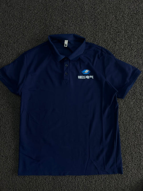 Blue Minimal Graphic Polo T-Shirt
