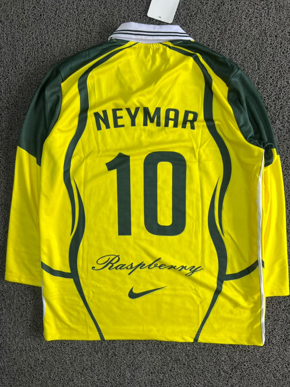 Brazil Neymar #10 Long Sleeve Collar Retro Football Jersey – Yellow & Green Nike Style