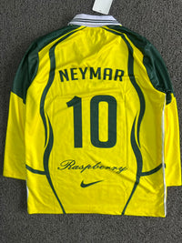 Brazil Neymar #10 Long Sleeve Collar Retro Football Jersey – Yellow & Green Nike Style