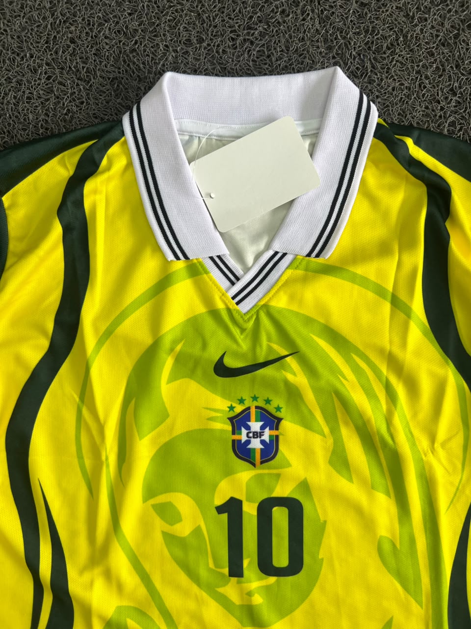 Brazil Neymar #10 Long Sleeve Collar Retro Football Jersey – Yellow & Green Nike Style