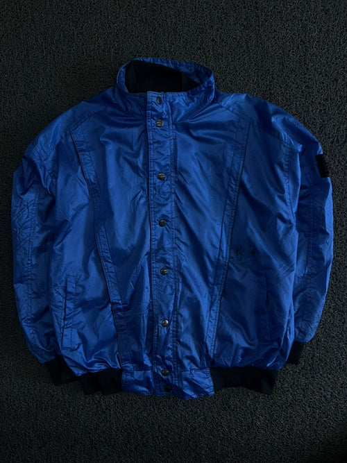 Vintage Blue Nylon Bomber Jacket ⚠️ Small Stains