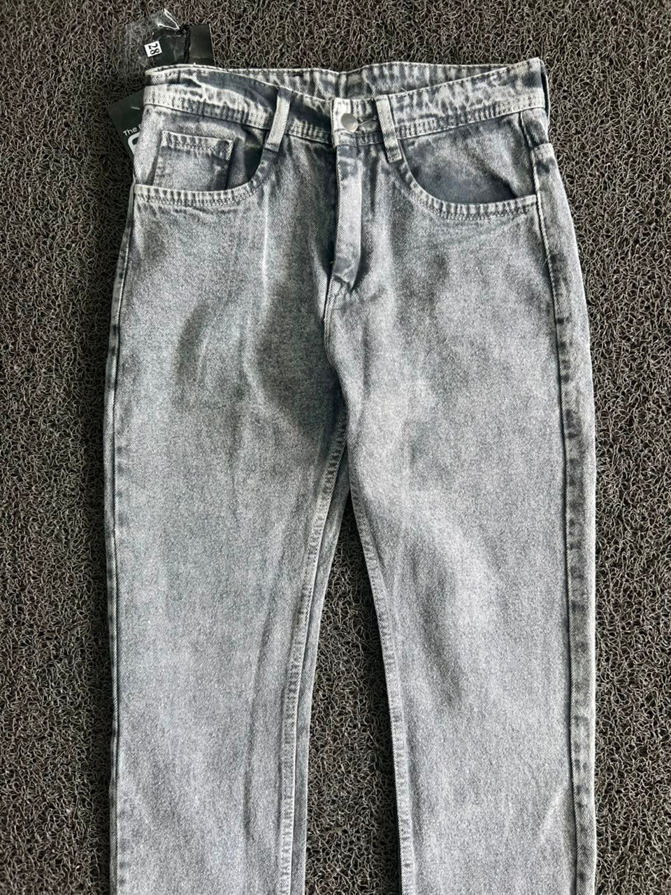 Dior Grey Acid Wash Slim Straight Denim Jeans