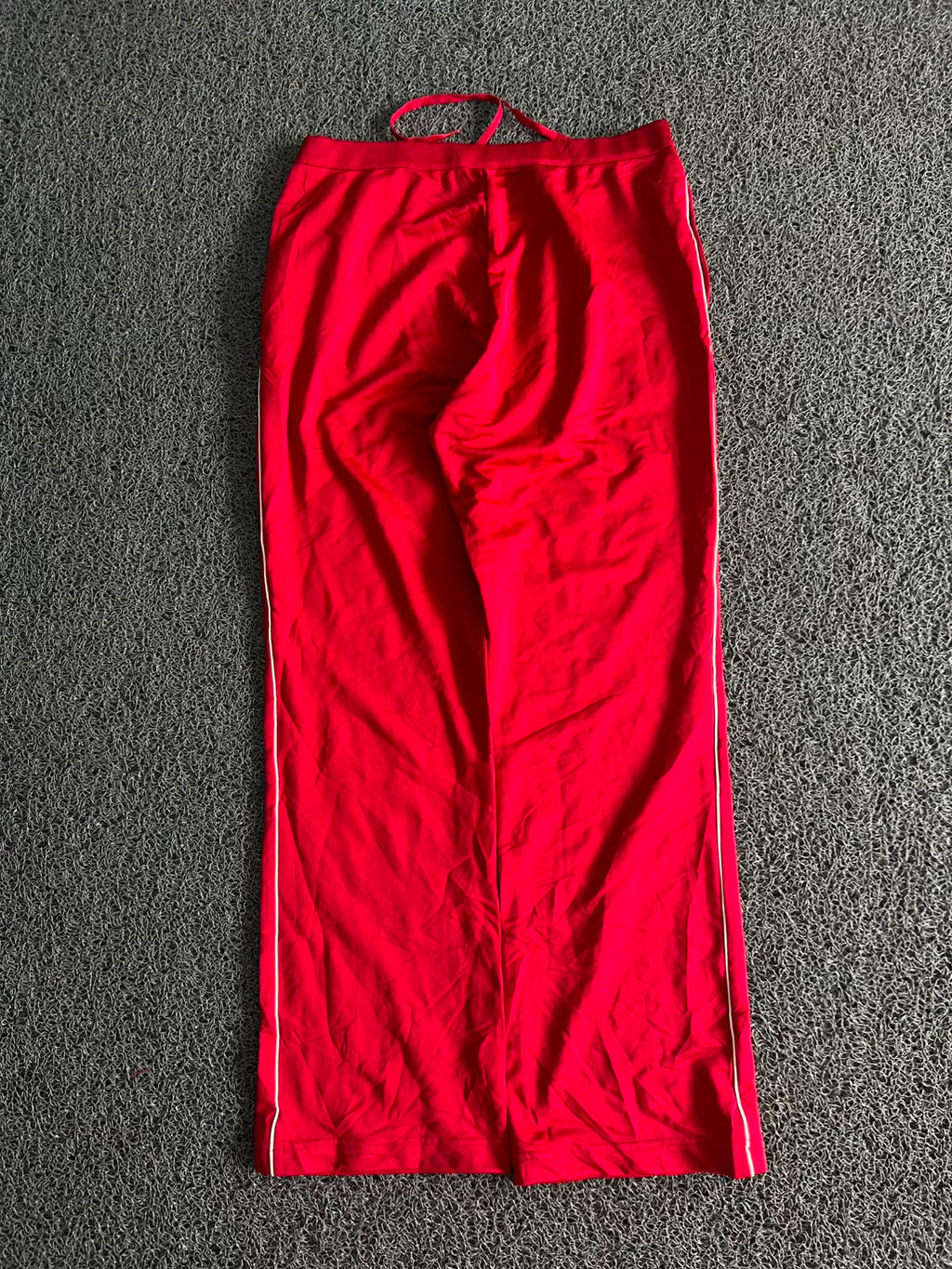 Vintage Red Wide Leg Track Pants – Women's Casual Sportswear with Drawstring Waist