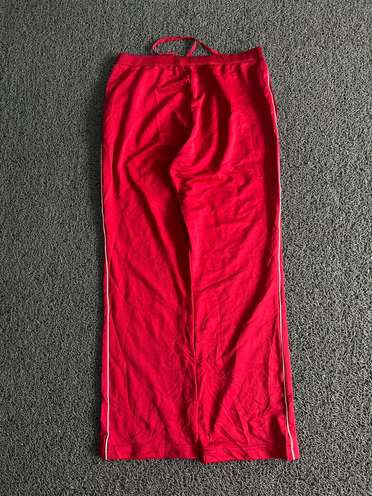 Vintage Red Wide Leg Track Pants – Women's Casual Sportswear with Drawstring Waist