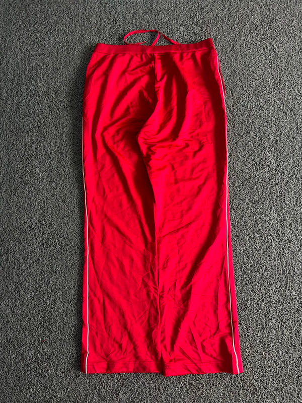 Vintage Red Wide Leg Track Pants – Women's Casual Sportswear with Drawstring Waist