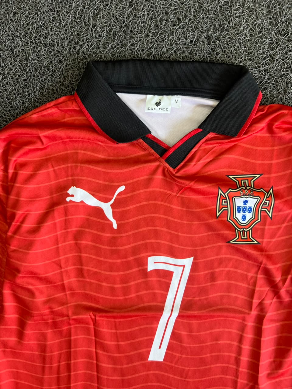 Puma Portugal Cristiano Ronaldo #7 Home Football Jersey – Red Collared Edition / FIVE SLEEV