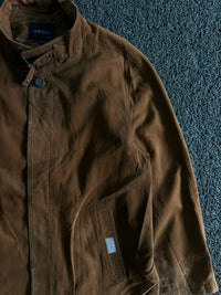 Vintage Brown Stand Collar Utility Jacket ⚠️ Button Missing