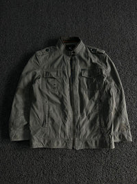 Military Style Zip-Up Utility Jacket – Multiple Pocket Casual Outerwear ⚠️ No Zip