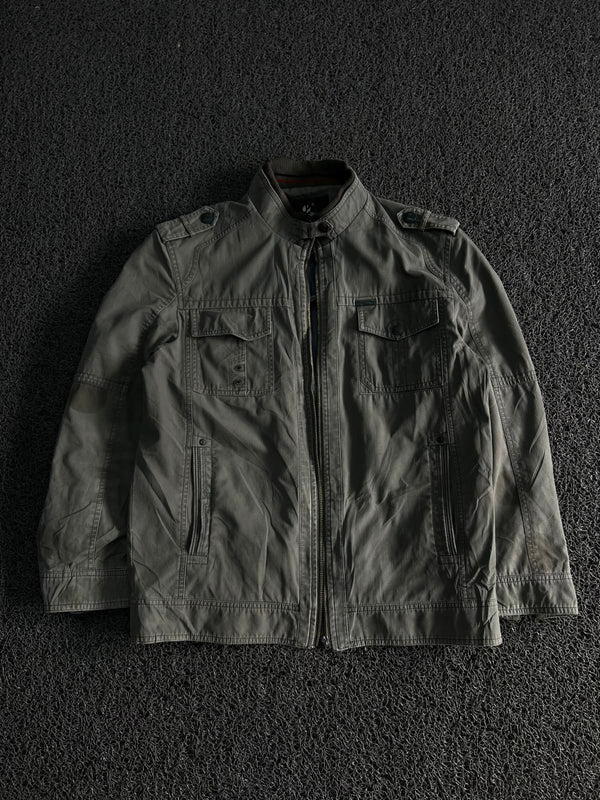 Military Style Zip-Up Utility Jacket – Multiple Pocket Casual Outerwear ⚠️ No Zip