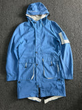 Men's Sky Blue Hooded Utility Parka Jacket – Lightweight Windproof Outdoor Long Coat