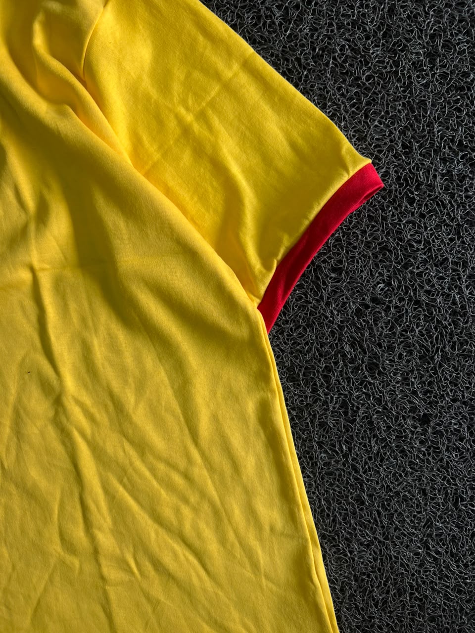 Yellow T-Shirt with Red Contrast Collar & Sleeve Trim