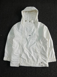 White Hooded Half-Zip Windbreaker Jacket ⚠️ Small Stains