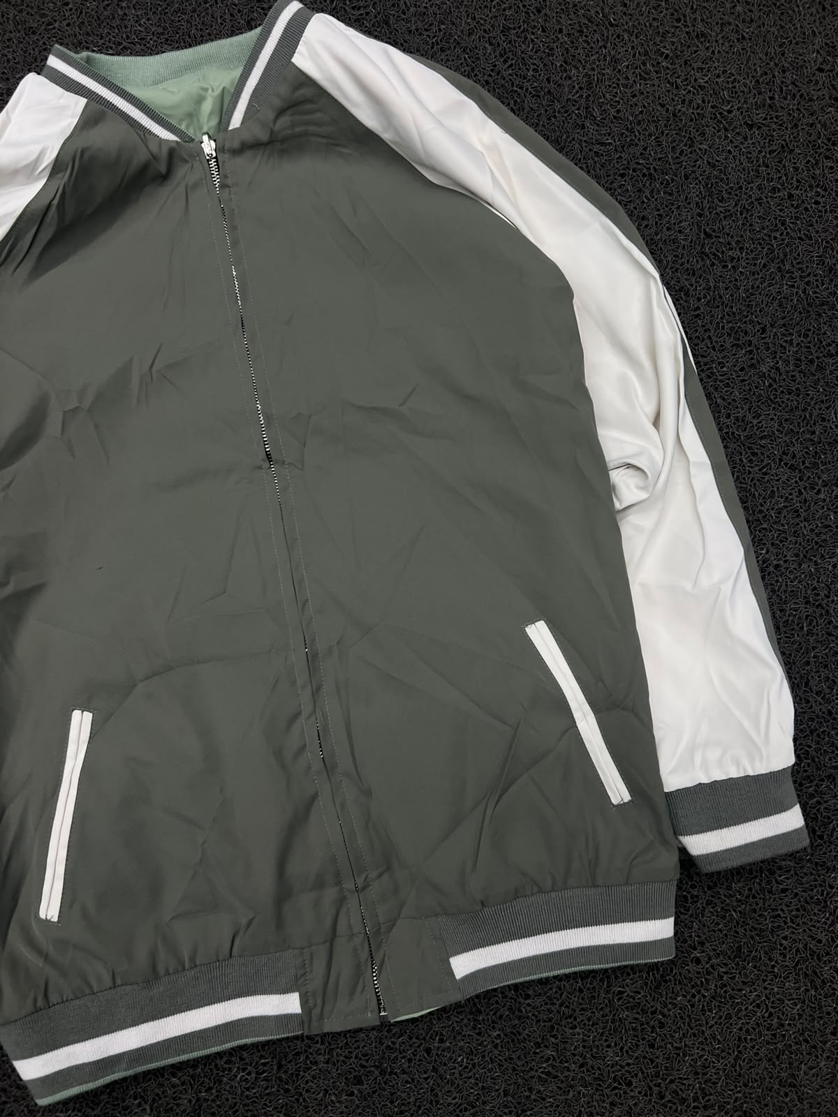 Reversible Double-Sided Bomber Jacket – Sage Green & Olive Green