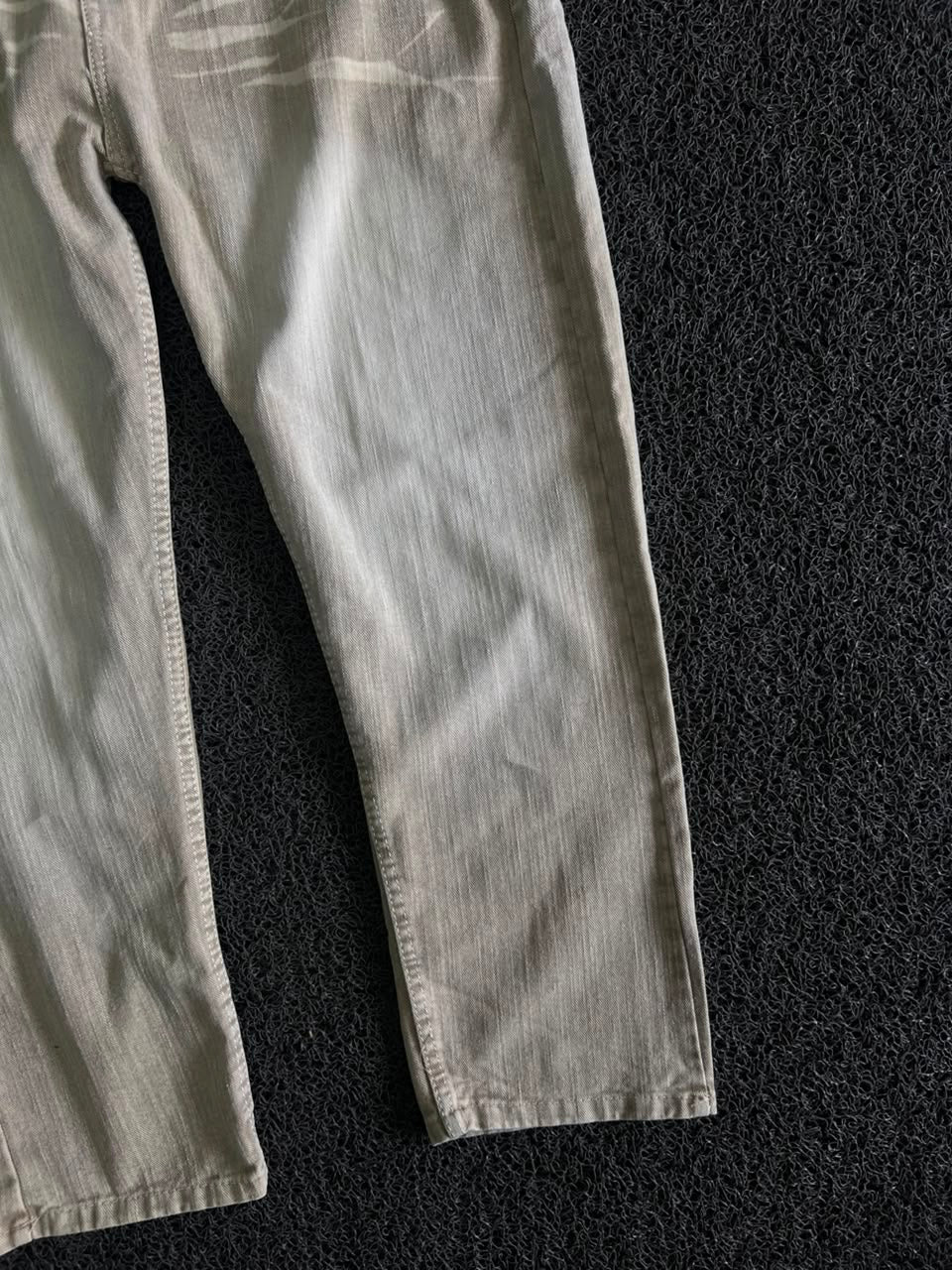 Men's Light Beige Washed Slim Fit Denim Jeans