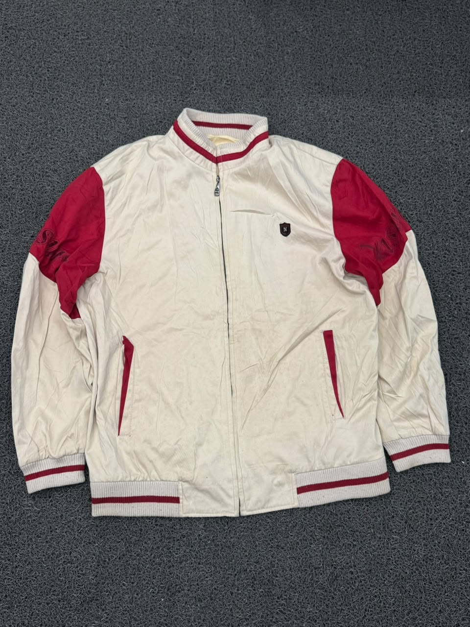 Men's Color Block Zip-Up Bomber Jacket – Ribbed Collar Casual Windbreaker