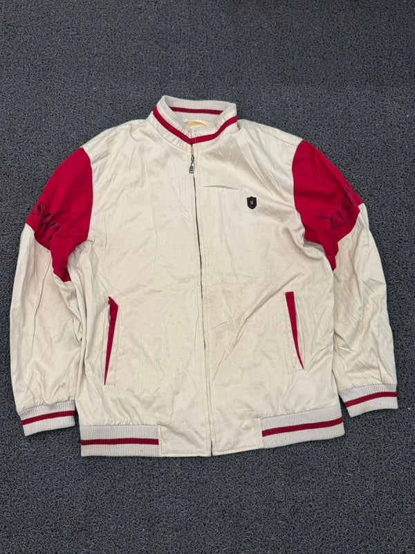 Men's Color Block Zip-Up Bomber Jacket – Ribbed Collar Casual Windbreaker