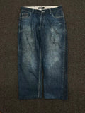 Vintage Dark Wash Relaxed Fit Denim Jeans