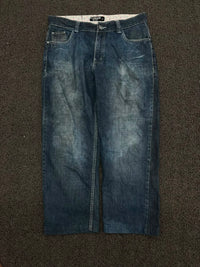 Vintage Dark Wash Relaxed Fit Denim Jeans